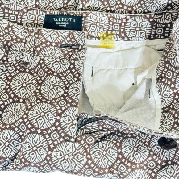 TALBOTS Womens Shorts Brown Geometric Print Stretch Bermuda Cotton Size 10P - Picture 6 of 10